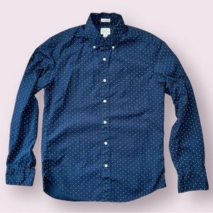 J. Crew Men’s Navy Polka Dot Untucked Button Down Shirt